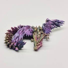 GemmiCho 3D Printed Dragon with Wings, Crystal 3D Printed Dragon, 3D Printed Animals, 3D Printed Movable Animals, Home Office Decor Executive Desk Toy (Glow Purple)
