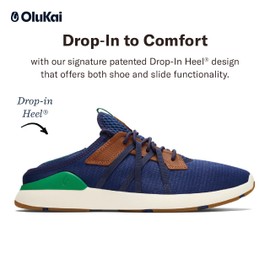 OLUKAI Mio Li Men's Everyday Athletic Shoes, Versatile & Casual Sneaker, Breathable & Comfortable Mesh, Cushioned Arch Support & Secure Fit, Navy/Bamboo, 12