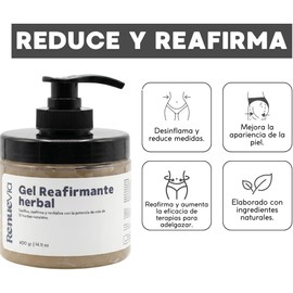 Gel Reafirmante Herbal, 400 g, Fórmula Natural con Mentol y Árnica para Celulitis, Sin Parabenos Toxic free