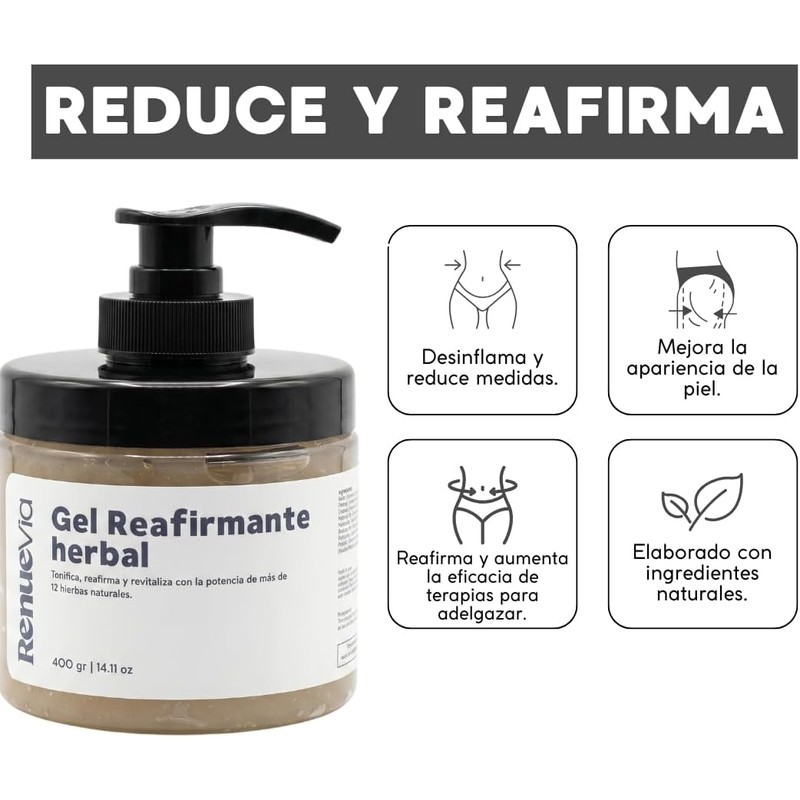 Gel Reafirmante Herbal, 400 g, Fórmula Natural con Mentol y