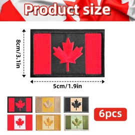 6 Pack 3.1 x 1.9 Inch Canada Flag Embroidered Patches, Red and Multicolor Maple Leaf Design Iron-On Patches for Jackets, Backpacks, Hats, Canada Day, July 1st, and National Holidays