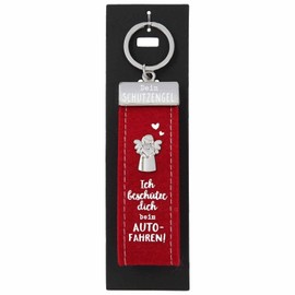 Depesche 10890.016 Felt Keyring with Guardian Angel and German Text "Ich beschütze dich beim Fahren" (German Language) Dark Red Approx. 15 cm