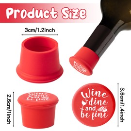 GROBRO7 10Pcs Wine Stoppers Gift Set Funny More Wine Less Whine Pattern Silicone Bottle Covers Reusable Beverage Corks Strong Sealing Liquor Accessories for Outdoor Picnics Weddings Barbecues Party