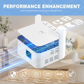 WiFi Extender Booster with Ethernet Port - Plug-In WiFi Booster - WiFi Internet Repeater and Range Extender for Home - Internet Booster, Wireless WiFi Boosterfor Improved Coverage (White)