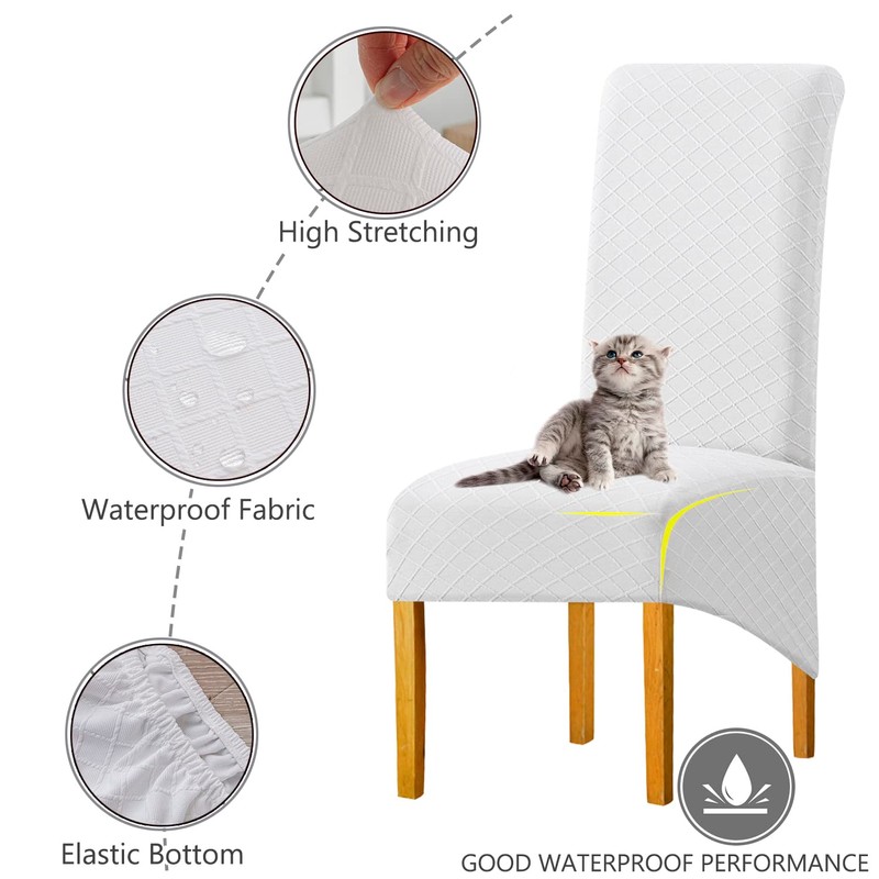 BOGUANG Waterproof XL/Oversized Dining Chair Cover, Parsons Chair Covers (White,