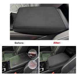 SXCY for 2024 VW Atlas Armrest Cover for Volkswagen Atlas 2024 Accessories 2024 Atlas Center Console Cover 2024 Atlas SEL Premium R-Line Middle Console Cover (Black Leather Cover)