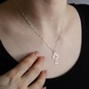 Sterling Silver Crown Tip Cross Necklace for Women - Ornate