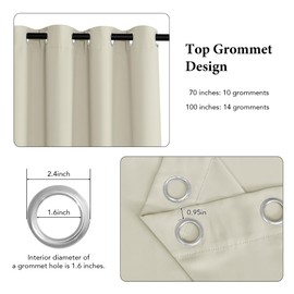 RYB HOME Blackout Curtains for Bedroom - Thermal Insulated Energy Efficiency Patio Door Window Treatment for Living Room Home Office Dining Room Divider Curtain, W 100 x L 84, 1 Panel, Beige