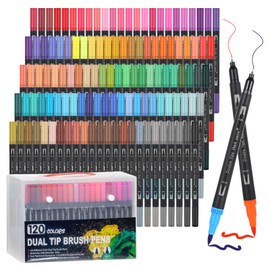 120 Colors Watercolor Paint Markers, Dual Tip Paint Markers with Brush Tip and Fine Tips, Double Brush Marker Pens for Adults, Kids, Eggs, Rocks, Wood, Canvas, Stone, Ceramic, DIY Crafts Making