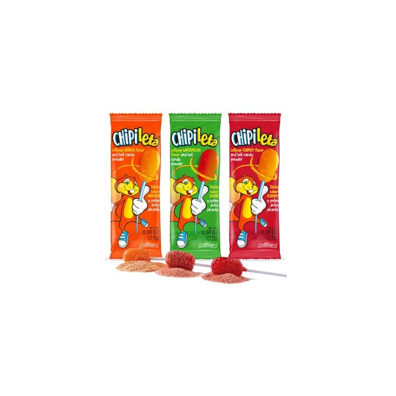 Generic Anahuac Chipileta Mix Paleta Lollipop Candy Orange, Chamoy, and
