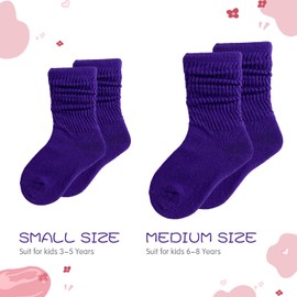 UTTPLL Girls-Slouch-Socks-Toddler-Cotton Athletic Stockings Uniform Knee High Tube Socks Little Kids Long Boot Crew Socks Purple 6-9 Years