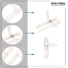 KOTARBAU® Handle Pair 72 mm with Long Plate White for Profile Cylinder Modern Universal