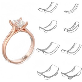 Jiayichengju Ring Size Adjustment Ring Adjuster, Set of 8, Transparent Anti-Slip Drop Prevention Ring Bracket, Unisex, DIY Size Adjustment, Plastic, No