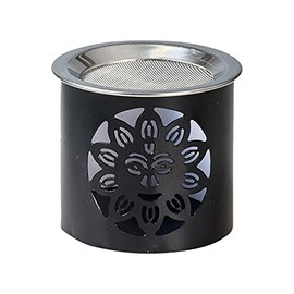 NKlaus Incense Burner Iron Smiley Pattern Black H 6 cm Tea Light with Strainer for Incense 10918