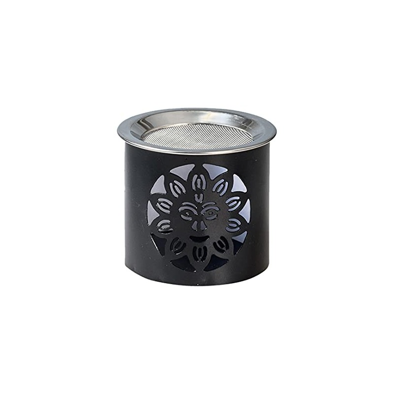 NKlaus Incense Burner Iron Smiley Pattern Black H 6 cm