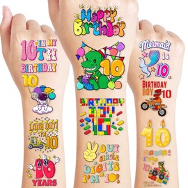 100 PCS Funny 10Th Decoration Birthday Party Decorations Favors Supplies Themed Decor Peace Out Single Digits Tenth Double Digits Temporary Tattoos Stickers Girls Boys Classroom School Prizes Reward