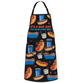 MYSOMY Hot Dog Kitchen Apron Hot Dog Lover Gifts Hotdogologist Apron It's a Bad Day To Be a Hot Dog Apron (BAD DAY UK1)