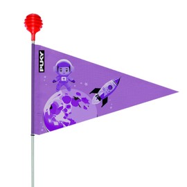 PUKY SW3 Safety Flag for Children's Bikes, Foldable Bicycle Flag with Red Safety Impact Protection and Colourful Flag, High Visibility in Traffic, Purple
