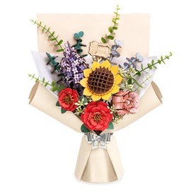 rowood Rowood Artifical Flowers,Wooden Flower Bouquet Building Sets for Adults,Botanical Collection,Mothers Day/Valentine's Day/Christmas/Birthday Gift for Women/Mom/Her,DIY Craft Kit Unique Home Decor-TW01H