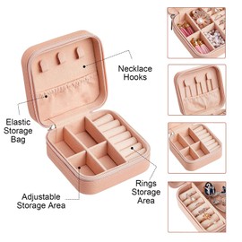 PU Leather Small Jewelry Box - Travel Portable Jewelry Case Mini Travel Jewelry Storage Case for Ring, Pendant, Earring, Necklace, Bracelet Organizer Storage Holder Boxes (Black)