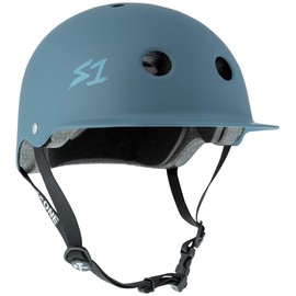 S1 Lifer Brim Helmet for Skateboarding, BMX, and Roller Skating - EPS Fusion Foam, CPSC & ASTM Certified - Deep Blue Matte Undialed LIT Collab Large (22")