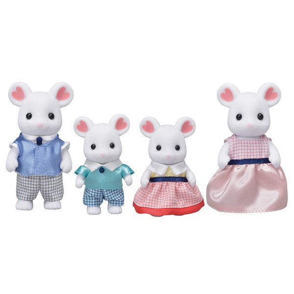 Calico Critters, Marshmallow Mouse Family, Dolls, Dollhouse Figures, Collectible Toys, 3 inches (CC1802)