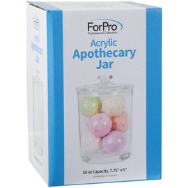ForPro Professional Collection Acrylic Apothecary Jar with Lid, 60 Oz Storage Container for Bathroom, Kitchen and Office, 7.75" x 5"