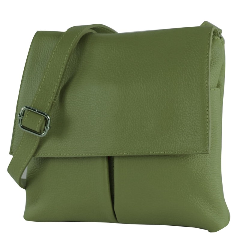 modamoda de - T63LEDER - Women's Leather Shoulder Bag, olive