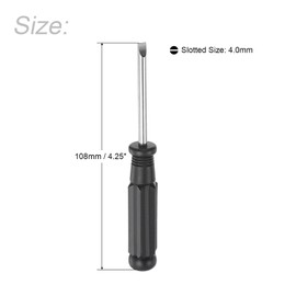 sourcing map Mini Slotted Screwdriver, 4.0 mm Flat Head with Black Handle for Small Appliances, Pack of 2