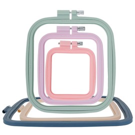 4/5Pcs Square Embroidery Hoops Plastic Cross Stitch Hoops with Different Sizes and Colors Reusable Embroidery Hoops Frames Sewing Tool for Sewing Needlework Embroidery Projects (5pcs)