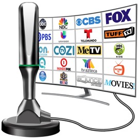 Digital Antenna for Smart TV Indoor, Strong Magnetic Base & Iron Sheet TV Antenna Indoor for Easy Installation, Long Range Reception HD Antenna for TVs Indoors 4k 1080p -10ft Long Cables