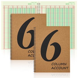 2 PCS 6 Column Ledger Book Columnar Pad Analysis Pad 6 Columns Accounting Logbook Columnar Pad Notebook Ledger Book Spiral 80g 100 Pages 8.5X11 Inch Accounting Notebook for Small Business Personal Use