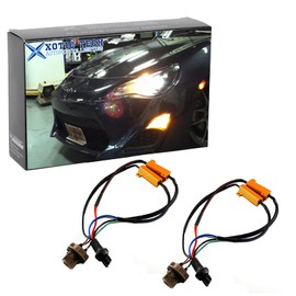 Xotic Tech 2pcs 7443 7444 LED Load Resistor Kit Switchback Turn Signal Light Bulbs Relay Harness Adapters Anti-Flicker Error Free Wiring Decorders Plug and Play