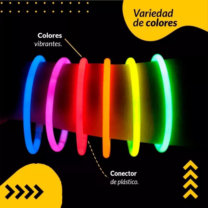 Lecute 200 Pulseras Neon Fluorescentes Luminosas Fosforecentes Glow