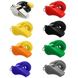 Fya Whistle, 8PCS Sports Whistles with Lanyard, Loud Crisp Sound Whistles Bulk Ideal for Referees, Coaches, and Officials