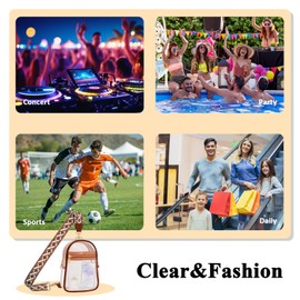 MOVOYEE Clear Bag for Stadium Events Approved Concert Travel Outdoors Sports Fan Handbags & Purses, Cute PVC Transparent See Through Clear Purses for Women Men Girls Boys Teens Kids