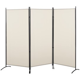 HOMCOM 6 Ft Tall 3 Panel Fabric Room Divider, Freestanding Partition Wall Divider, Folding Privacy Room Separator for Indoor, Home Office, Beige