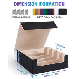 UAONO Card Storage Box for Trading Cards, 2400+ MTG Commander Deck Box With 24pcs Colorful Divider, Card Case Fits for Magic TCG PTCG Game Cards (Black&Gold)