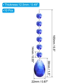 PATIKIL Teardrop Crystal Chandelier Pendants Beads, 10 Pack 165mm Length 38mm Chandelier Prisms Parts Ornaments Hanging Beads for DIY Arts Crafts Decoration, Blue