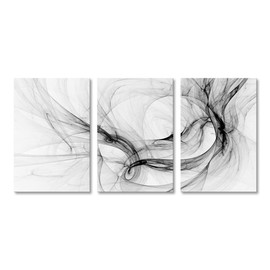 Black and White Abstract Painting 3 Pieces Modern Canvas Print Wall Art Decor for Living Room