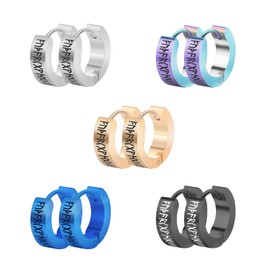 Hinvan Viking Earrings for Men, Silver Hoop Earrings for Women, Black Men's Earrings, Viking Earrings for Women gold, 5 Pairs Stainless Steel Vintage Huggie Hoop Earrings Set Hypoallergenic 14MM