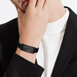 DouDiner Cross American Flag Bracelet for Men,Stainless Steel Bible Verse Bracelets Mens Jewelry Gift, 2025 Graduation Gifts for Men Him Dad(Flag Cross-Isaiah 41:10,Black)