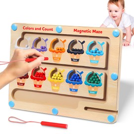 CINVAIKROSE Laberinto Magnético Juguetes Montessori, Juguetes Didácticos para Niños Colores Sensoriales, Material Didáctico Preescolar Juguetes Educativo, Regalo Perfecto para Niños y Niñas (E)