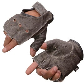 Milwaukee Leather MG7557 Men's Grey Leather Gel Padded Palm Fingerless Motorcycle Hand Gloves W/Breathable ‘Open Knuckle’ - X-Large