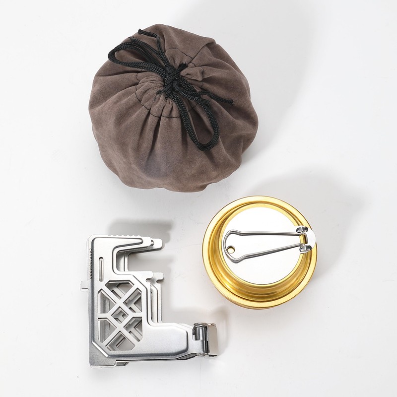 Camping Moon Alcohol Burner, Multi-Cloth Trivet, Storage Bag Included, Stainless