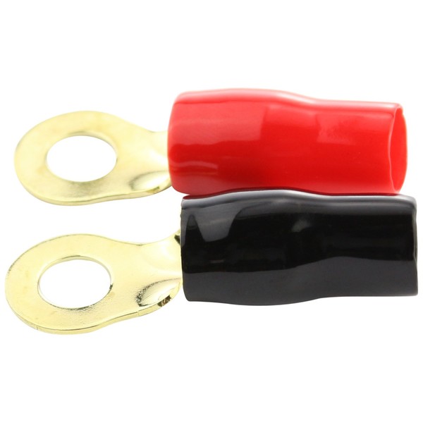 Bullz Audio (BRT4RB) Gold/Red/Black 4-Gauge Terminal - Pair