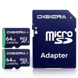 DIGIERA 64GB CT100 microSDXC UHS-I Memory Card with Adapter - up to 100MB/s, C10, U1, V10, Full HD, A1, Micro SD Card for Smartphones, Tablets, Cameras, Gaming Consoles, and Drones (2 Pack)
