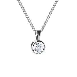 Edellis Women's Necklace 925 Silver Chain with Pendant Radiant 8 mm Zirconia Stone Silver Jewellery Women's Necklace Length: 42 + 3 cm / 45 + 3 cm, Silver, Cubic Zirconia