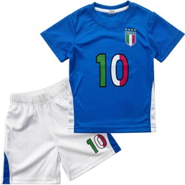 Kundychow Italy Children's Soccer Jerseys Kids Two - piece Set IT Football #10 Uniform Shirt and Comfort Shorts, Soccer Fans Gifts for boys and Girls,2-3T