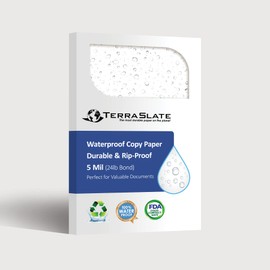 TerraSlate Rain/Weather/Waterproof Paper, 5 MIL 11" x 17", Laser Printer & Copy Machine Compatible, White Printer Paper (100 Sheets)